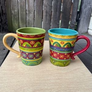 Certified International 2 Tunisian Sunset Multicolored Mugs By Sue Zipkin